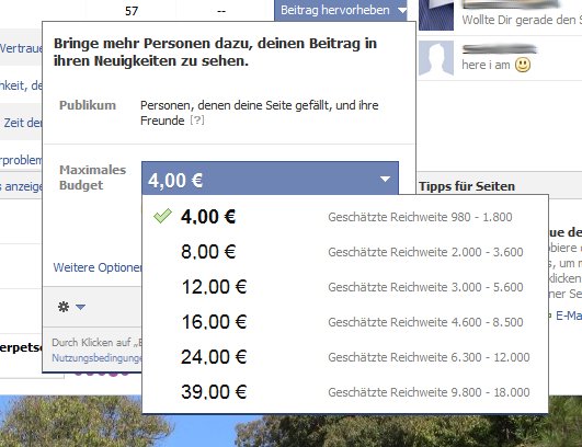 Facebook-Fanpage - Beitrag hervorheben - Scheidtweiler PR