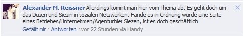 Facebook - Siezen ist geschäftlich