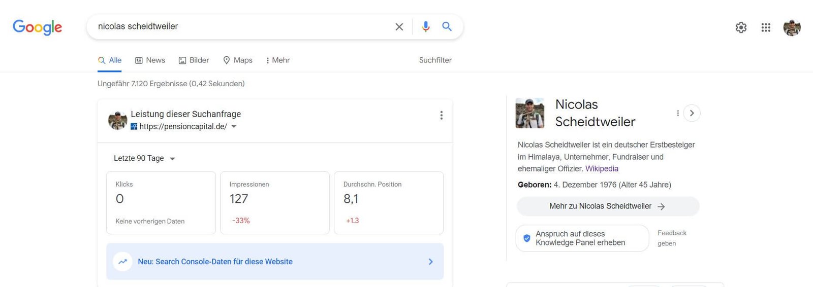 Knowledge Panel in der Google Suche - Scheidtweiler PR-Blog
