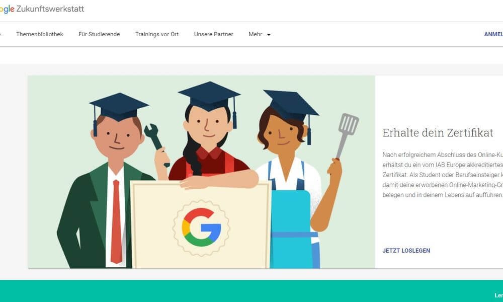 Screenshot - Google-Universität zeigt Weg zum Online-Marketing-Experten